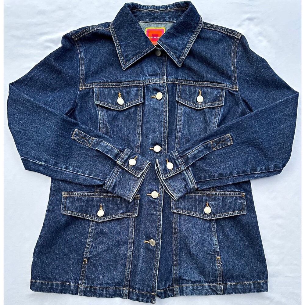 Isaac Mizrahi for Target Women’s Denim Jacket L Dark Wash 100% Cotton Trucker